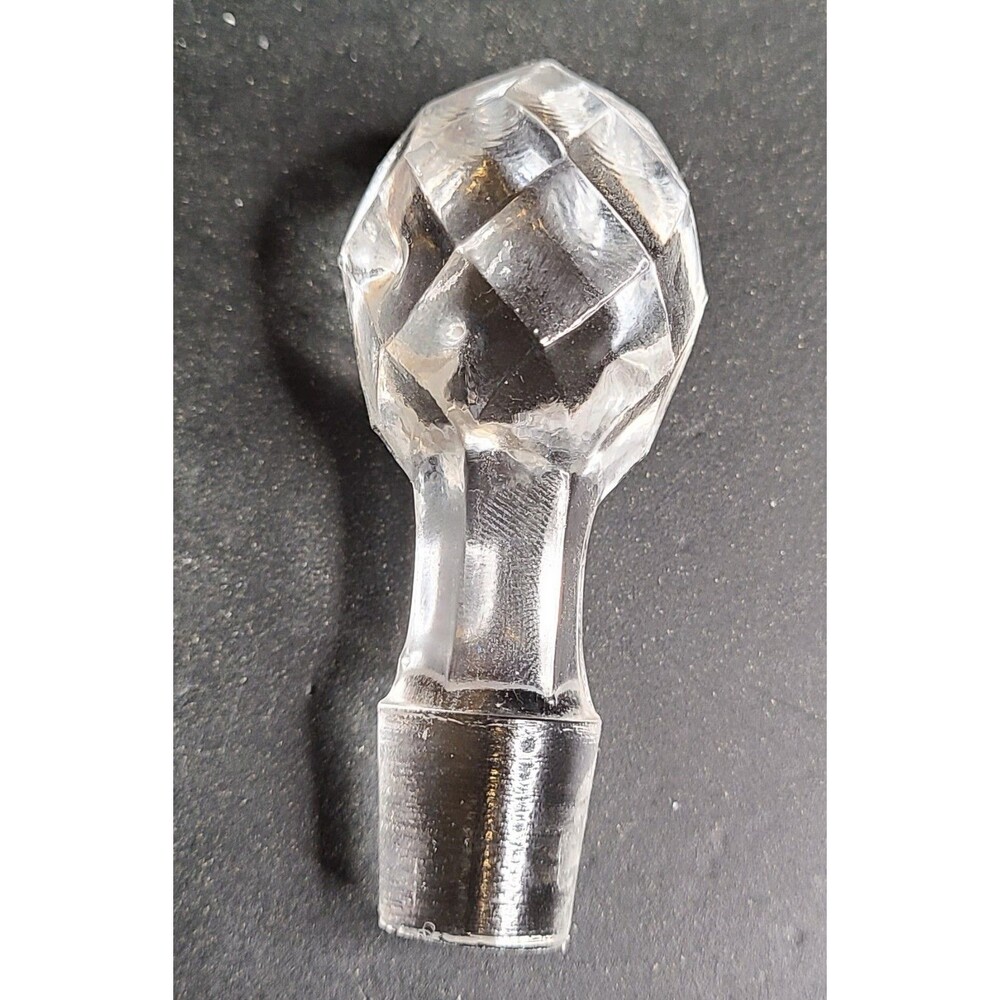 Perfume Clear Glass Faceted Bottle Stopper Dimpled Glass Jar Lid 2.5 in. Vintage